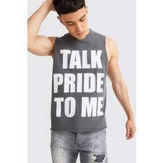 5XL - Mies Topit boohooMAN Boxy Talk Pride To Me Distressed Vest - Charcoal