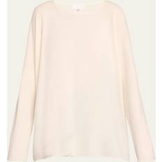 Cashmere - Women Blouses Eskandar Raw-Edged Cashmere Top - Ivory