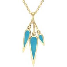 Jewellery C. W. Sellors 9ct Gold and Turquoise Toscana Three Drop Graduated Necklace Gold