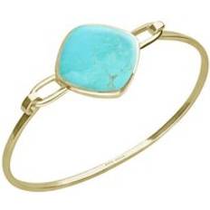 Jewellery C. W. Sellors 9ct Gold Turquoise Slim Cushion Bangle Gold