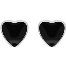 Jewellery C. W. Sellors Sterling Silver Whitby Jet Heart Stud Earrings