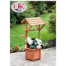 Garden Ornament Garden Ornaments Spot on Dealz Wooden Wishing Well Planter Barrel Flower Ornament Garden