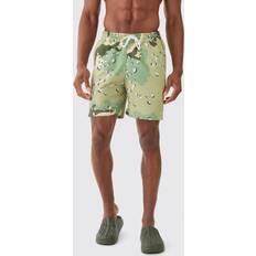 Camouflage - Men Swimming Trunks boohooMAN Mens Mid Length Camo Ripstop Trunks Green