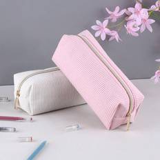 Multicoloured Desktop Organizers Shein PC Corduroy Pen Pouch Large Capacity Simple Solid Color Corduroy Stationery Organizer Essential Stationery