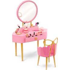 Our Generation Fabulous Fun Pink Vanity Table & Chair Dollhouse Accessory Set for 18'' Dolls