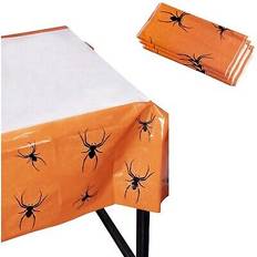 Orange Table Decorations Juvale 3 Rectangle Plastic Tablecloths, Halloween Party Supplies Scary Spiders 54"x108" Orange Set of 3