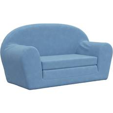 Divani vidaXL Kinder-Schlafsofa 2-Sitzer Blau Weicher Plüsch Blau