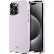 DKNY iPhone 15 Pro Max Liquid Silicone Metal Logo Case Magsafe-kompatibel Pink