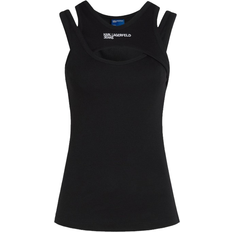 Karl Lagerfeld Layered Ribbed Tank Top - Black