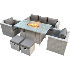 Metall Essgruppen Fimous Gas Fire Pit Essgruppe, 1 Tisch einschl. 2 Stühle & 1 Sofas