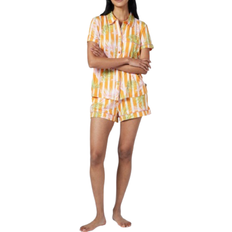 Elastan/Lycra/Spandex Schlafanzüge Chelsea Peers Palm Stripe Short Pyjama Set - Orange