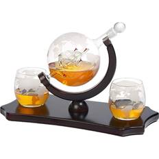 Leak-Proof Whiskey Carafes Bezrat Globe with Glasses Whiskey Carafe 0.22gal