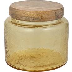 Yellow Kitchen Containers Storied Home Hammered Mango Wood Lid Kitchen Container 0.62gal