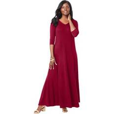 Jessica London Dresses Jessica London Plus Women's Double-V Maxi Dress in Rich Burgundy Size W