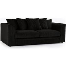 Furniture 786 Chicago Jumbo Cord Black Sofa 190cm 3 Seater