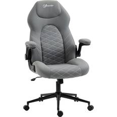 Vinsetto Comfy Computer Chair with Adjustable Arms Light Grey Office Chair 122cm