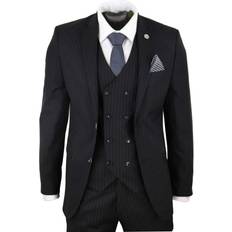 Men's Pinstripe Retro Suit 3 Piece - Black