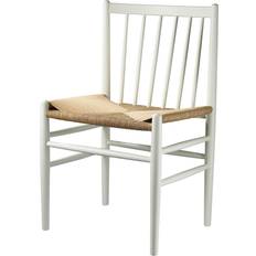 FDB Møbler J80 Beech White Lacquered / Natural Wicker Köksstol 82cm