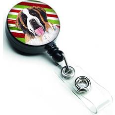 Saint Bernard Candy Cane Holiday Christmas Retractable Badge Reel
