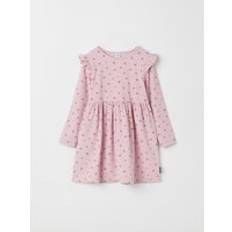 Organic Cotton Dresses Polarn O. Pyret Heart Print Ribbed Kids Dress Pink 9-10y x