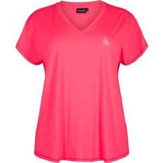 Zizzi Vêtements Zizzi Zizzi Træningstop aBasic S/S V-neck Tee Rosa