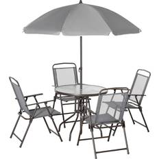 Beige Patio Dining Sets OutSunny 84B-688 Patio Dining Set, 1 Table incl. 4 Chairs