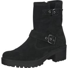 Bama Stiefelette Damen Echtleder-Schuhe mit Blockabsatz Übergangs-Schuhe 1085000 Schwarz
