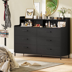 Ebern Designs Black Chest of Drawers Ebern Designs Kampenhout 6 Chest of Drawer