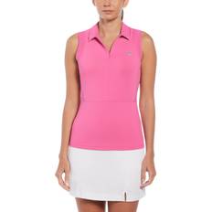 Pink - Woman Polo Shirts Original Penguin Women's 1/4 Zip Mesh Block Sleeveless Golf Polo Shirt, Medium, Cheeky Pink, Polyester/Recycled Polyester/Elastane