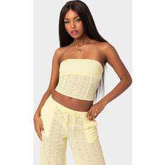 Yellow Blouses Edikted Lemon Lacey Cotton Corset