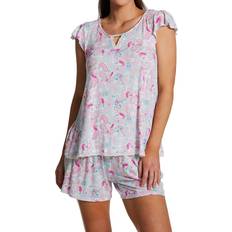 Blue Pajamas Ellen Tracy Women's short Sleeve Ruffle Pj Set Multi Paisley XLarge