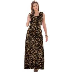 Jessica London Dresses Jessica London Plus Women's Denim Maxi Dress in Brown Painterly Cheetah Size 26