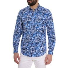 3XL Shirts Robert Graham Men's Arches Print Long Sleeve Shirt Blue