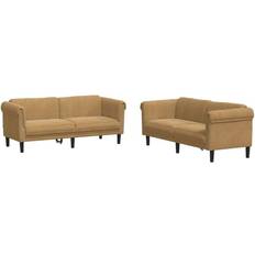 Sofas vidaXL Set Upholstered Settee TV Armchair Velvet 79.9" x 30.3" x 29.1" - Brown Sofa