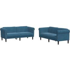2-sits Soffor på rea vidaXL Soffgrupp 2 Delar Blå Sammet Soffa 2-sits