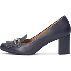 44 - Gråa Pumps Kazar Läderpumps Med Bred Klack - Blue