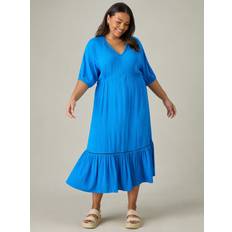 Live Unlimited Curve V-Neck Tiered Maxi Dress, Blue