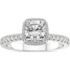 Friendly Diamonds Sold by: Carat IGI Certified Cushion Shape Lab Grown Engagement Ring For Women 14K White Gold Lab Created Amarya Secret Double Halo Engagement Ring FG-VS1-VS2 Quality