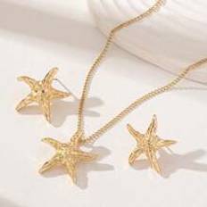 Gold Jewellery Sets Shein Set Summer Vocation Beach Style Starfish Necklace Earring Jewelry Set For Women