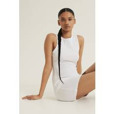 Hvite - T-skjortekjoler H&M Dame Hvit Ribbestrikket bodycon-kjole