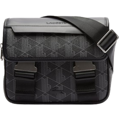 Black - Men Messenger Bags Lacoste The Blend Clipped Monogram Messenger Bag - Black