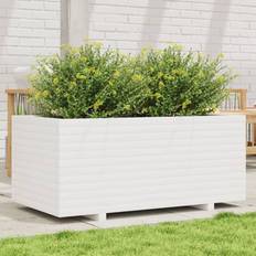 Krukker, Planter & Dyrkning vidaXL Plantekasse 110 x 60 x 49.5 cm Massivt Fyrretræ Hvid Højbed