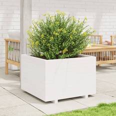 Fyr Højbede vidaXL Plantekasse 70 x 70 x 49.5 cm Massivt Fyrretræ Hvid Højbed