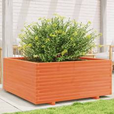 Krukker, Planter & Dyrkning vidaXL Pflanzkübel Wachsbraun 110 x 110 x 49.5 cm Massivholz Kiefer