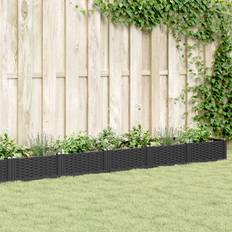 Krukker, Planter & Dyrkning vidaXL Plantekasse Med Spyd 362,5 x 42,5 x 28,5 cm PP Sort Plantekasse