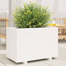 Krukker, Planter & Dyrkning vidaXL Plantekasse 70x40x49.5 cm Massivt Fyrretræ Hvid Højbed