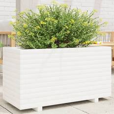 Krukker, Planter & Dyrkning vidaXL Plantekasse 90 x 40 x 49.5 cm Massivt Fyrretræ Hvid Højbed