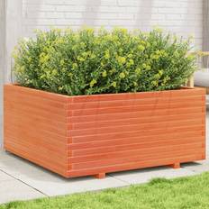 100.0 cm Raised Garden Beds vidaXL Garden Planter Wax Brown 100x100x49.5 cm