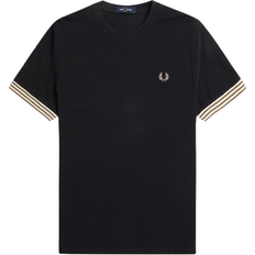 Fred Perry Men T-shirts Fred Perry Striped Cuff T-shirt - Black