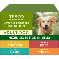 Tesco Adult Dog Mixed Jelly Pouches 12x100g